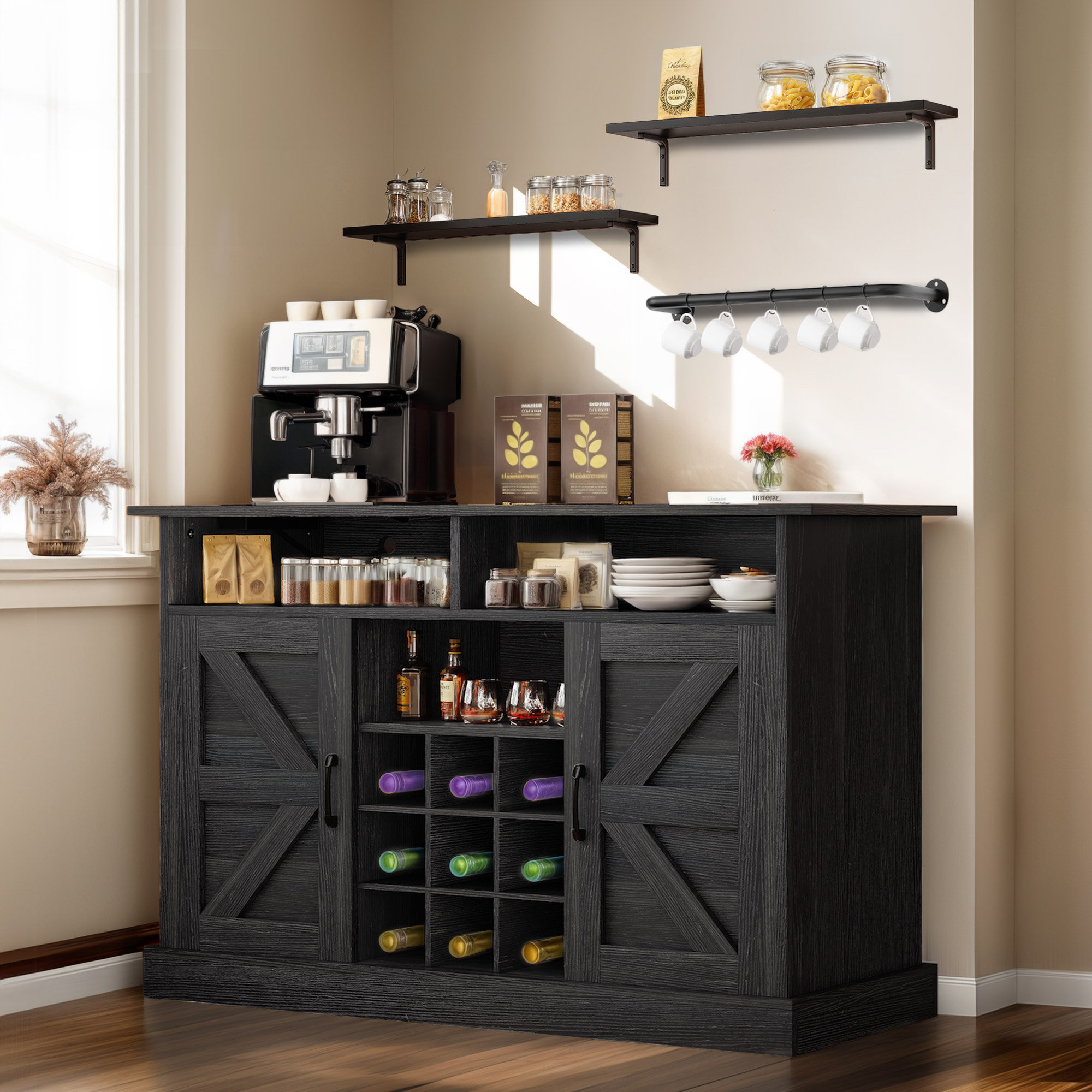 Bar counter with hanging cabinet hotsell